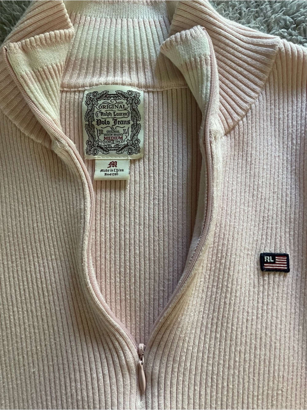 Pale Pink Ribbed Half-Zip - Picture 3 of 4